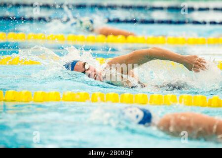 Jimena Perez compete nella 400m Freestyle femminile del Trofeo Alejandro Lopez al Club Natacio Sant Andreu il 15 febbraio 2020 a Barcellona, Spagna. (Foto di DAX/ESPA-Images) Foto Stock