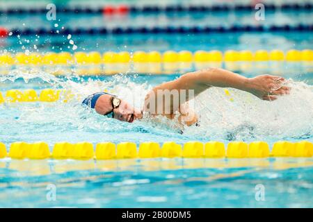 Jimena Perez compete nella 400m Freestyle femminile del Trofeo Alejandro Lopez al Club Natacio Sant Andreu il 15 febbraio 2020 a Barcellona, Spagna. (Foto di DAX/ESPA-Images) Foto Stock