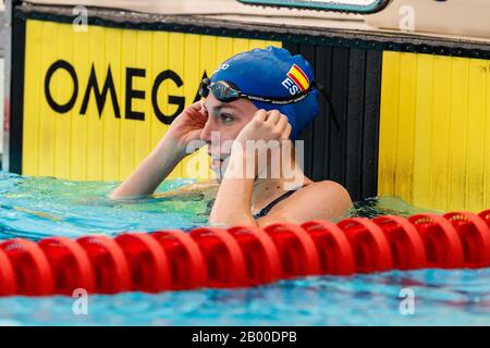 Jimena Perez compete nella farfalla femminile 50m del Trofeo Alejandro Lopez al Club Natacio Sant Andreu il 15 febbraio 2020 a Barcellona, Spagna. (Foto di DAX/ESPA-Images) Foto Stock