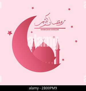Ramadan Kareem preghiera e moschea. Adatto Per Il Saluto Ramadan & Eid, Background, Celebrazione Islamica. Vettore di fondo della carta celebrativa EID al Adha Illustrazione Vettoriale