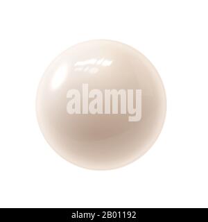 Immagine vettoriale realistica White Ivory Billiard Ball isolata su sfondo bianco Illustrazione Vettoriale