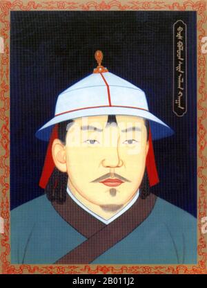 Mongolia: Bar Bolud Jinong Khan, Regent Khagan della dinastia Yuan del Nord (r. 1516-1519), 20 ° secolo. Barsbolad (Basbolud) Jinong (1490–1519) è stato il Khan mongolo della Mongolia post-imperiale. Barsbolad (Basbolud) Jinong era il terzo figlio di Dayan Khan, che nominò suo nipote (il figlio maggiore del secondo figlio di Dayan Khan), Bodi Alagh Khan come suo successore. Dopo la morte di Dayan Khan, Barsbolad (Basbolud) Jinong si proclamò il grande khan, sostenendo che Bodi Alagh Khan era troppo giovane e troppo inesperto per mantenere il grande impero mongolo. Foto Stock