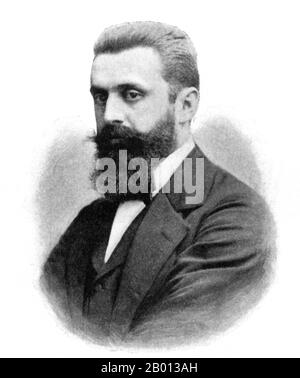 Austria/Israele: Theodor Herzl (2 maggio 1860 – 3 luglio 1904), giornalista austriaco e sionista. Fotografia di Carl Pietzner (1853-1927), 2 gennaio 1897. Theodor Herzl (1860-1904), nato Benjamin Ze’ev Herzl, conosciuto anche come in ebraico come Hozeh HaMedinah, o 'visionario dello Stato' era un giornalista austro-ungarico e padre del moderno sionismo politico e in effetti dello Stato di Israele. Nacque e morì in Austria; nel 1949 i suoi resti furono trasferiti da Vienna per essere sepolti sul monte Herzl a Gerusalemme. Foto Stock