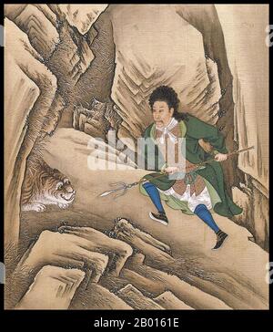Cina: Imperatore Yongzheng (13 dicembre 1678 – 8 ottobre 1735), 5° governatore della dinastia Qing (r. 1722-1735), in abito europeo. Album foglia pittura, c.. 1723-1735. L'imperatore Yongzheng, nato Yinzhen e il nome del tempio Shizong, era il quinto imperatore della dinastia Qing. Un righello duro-funzionante, l'obiettivo principale di Yongzheng era quello di creare un governo efficace a spese minime. Come suo padre, l'imperatore Kangxi, Yongzheng usò la forza militare per preservare la posizione della dinastia. Sospettato dagli storici di aver usurpato il trono, il suo regno fu spesso chiamato dispotico, efficiente e vigoroso. Foto Stock