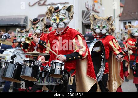 Donzdorf, Germania - 03 marzo 2019: Tradizionale processione festosa di carnevale Foto Stock