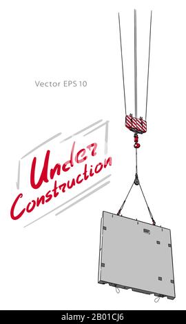 Schizzo. Costruzione il gancio della gru. Vettore di disegnare a mano Illustrazione Vettoriale