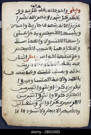 Timbuktu Manuscripts è un termine ombrello per quello che era un gran numero di manoscritti (stime variano nelle centinaia di migliaia) che erano stati conservati da famiglie private a Timbuktu (e in altre località), Mali. Una gran parte dei manoscritti ha avuto a che fare con l'arte, la medicina, la scienza, e la calligrafia del tardo Abbaside Califfato, e anche più inestimabili vecchie copie del Corano. La maggior parte dei manoscritti sono stati scritti in arabo, ma alcuni erano anche in lingue locali, tra cui Songhay e Tamasheq. Le date dei manoscritti variavano tra il tardo 13th e l'inizio del 20th Foto Stock