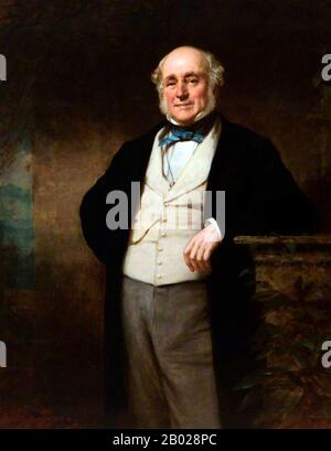 Sir James Nicolas Sutherland Matheson, 1st Baronet (17 ottobre 1796 – 31 dicembre 1878), nato a Shiness, Lairg, Sutherland, Scozia, era figlio del capitano Donald Matheson, un commerciante scozzese in India. Ha frequentato la Royal High School di Edimburgo e l'Università di Edimburgo. Il 1 luglio 1832, Jardine, Matheson e Company, una partnership, tra William Jardine, James Matheson come senior partners, e Hollingworth Magniac, Alexander Matheson, nipote di Jardine Andrew Johnstone, nipote di Matheson Hugh Matheson, John Abel Smith, e Henry Wright, come i primi partner sono stati formati a Canton, e a. Foto Stock