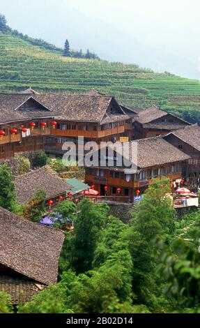 Il popolo Zhuang (cinese: 壮族; pinyin: Zhuàngzú; Zhuang: Bouxcuengh) è un gruppo etnico che vive principalmente nella regione autonoma di Guangxi Zhuang nella Cina meridionale. Alcuni vivono anche nelle province di Yunnan, Guangdong, Guizhou e Hunan. Essi formano uno dei 55 gruppi etnici minoritari ufficialmente riconosciuti dalla Repubblica Popolare cinese. Con i Buyi, Tay–Nùng e altri diffusori di Tai del nord, sono a volte conosciuti come Rau o Rao. La loro popolazione, stimata in 18 milioni di persone, li mette al secondo posto solo per i cinesi Han e rende il Zhuang la più grande minoranza in Cina. Longji (Dragon' Foto Stock