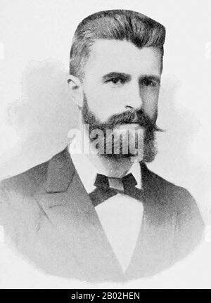 Hulbert nacque a New Haven, Vermont, nel 1863 a Calvin e Mary Hulbert. Originariamente andò in Corea nel 1886 per insegnare inglese alla Royal English School. Dopo l'annessione giapponese, si dimise come insegnante nella scuola media pubblica. Andò come emissario del Re Coreano, protestando per le azioni del Giappone, negli Stati Uniti nel 1905 e nel 1906, e all'Aia nel 1906 e 1907. Il suo libro del 1906, 'Il Passaggio della Corea', criticò il governo giapponese. Egli non era così teoricamente contrario al colonialismo come era preoccupato che la modernizzazione sotto il secolare giapponese era io Foto Stock