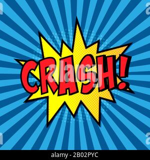 Crash. Un'esplosione di un libro comico. Illustrazione vettoriale Illustrazione Vettoriale