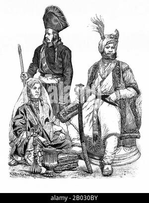 Dal 1861 al 1890 la casa editrice di Monaco di Baviera di Braun e Schneider pubblicò piatti di costume storico e contemporaneo nella loro rivista Munchener Bilderbogen. Questi piatti furono infine raccolti in forma di libro e pubblicati alla fine del secolo in Germania e Inghilterra. Foto Stock