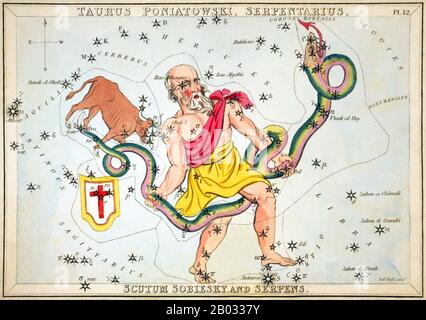 Lo specchio di Urania; o, una vista Dei Cieli è una serie di 32 carte astronomiche, pubblicate per la prima volta nel novembre 1824. Avevano illustrazioni basate su un atlante celeste di Alexander Jamieson, ma l'aggiunta di buchi punzonato in loro ha permesso loro di essere tenuti fino ad una luce per vedere una rappresentazione delle stelle della costellazione. Sono stati incisi da Sidney Hall, e si dice che siano stati progettati da 'una signora', ma da allora sono stati identificati come il lavoro del reverendo Richard Rouse Bloxam, un assistente maestro alla Rugby School. La copertina del cofanetto mostrava una rappresentazione di Urania, la musa dell'astronomia, un Foto Stock