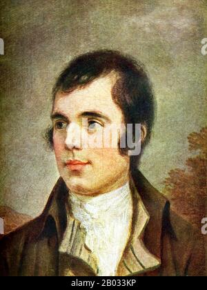 Robert Burns (25 gennaio 1759 – 21 luglio 1796), noto anche come Robbie o Rabbie Burns, è stato un poeta e lirico scozzese. È ampiamente considerato come il poeta nazionale della Scozia ed è celebrato universalmente. È il più conosciuto dei poeti che hanno scritto in lingua scozzese, anche se gran parte della sua scrittura è anche in inglese e in un dialetto scozzese leggero, accessibile ad un pubblico oltre la Scozia. Ha scritto anche in inglese standard, e in questi scritti il suo commento politico o civile è spesso al suo bluntest. Egli è considerato un pioniere del movimento Romantico, e dopo la sua morte è diventato un g Foto Stock