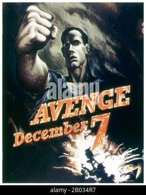 L'attacco a Pearl Harbor fu uno sciopero militare a sorpresa condotto dalla Marina Imperiale Giapponese contro la base navale degli Stati Uniti a Pearl Harbor, Hawaii, la mattina del 7 dicembre 1941 (8 dicembre in Giappone). L'attacco era inteso come azione preventiva per impedire che la flotta del Pacifico degli Stati Uniti interferisca con le azioni militari che l'Impero del Giappone stava progettando nel sud-est asiatico contro i territori d'oltremare del Regno Unito, dei Paesi Bassi e degli Stati Uniti. L'attacco è venuto come uno shock profondo al popolo americano e ha portato direttamente all'entrata americana nel World Wa Foto Stock