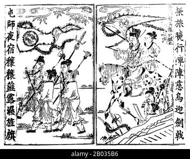 CaO Cao (155-15 marzo 220), nome di cortesia Mengde, è stato uno dei più importanti signori della guerra durante il periodo dei regni degli alberi. Il penultimo cancelliere della dinastia Han orientale, Cao è salito al grande potere negli ultimi anni della dinastia. Quando cadde la dinastia degli Han Orientali, Cao Cao riuscì a garantire le città più grandi e prospere delle pianure centrali della Cina settentrionale, riunendosi sotto il suo dominio. Durante Il Periodo Dei Tre Regni, pose le basi per quello che sarebbe diventato lo stato di Cao Wei, onorato postumo con il titolo di 'Imperatore Wu di Wei'. Anche se era stato molto successo Foto Stock