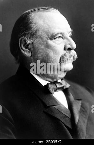 Stephen Grover Cleveland (Londra, 18 marzo 1837 – Londra, 24 giugno 1908) è stato un . 22nd 24th Vinse il voto popolare per tre elezioni presidenziali – nel 1884, 1888 e 1892 – ed era uno dei tre democratici (con Andrew Johnson e Woodrow Wilson) a fungere da presidente durante l'era della dominazione politica repubblicana dal 1861 al 1933. È stato anche il primo e unico presidente della storia americana a servire due mandati non consecutivi. Foto Stock