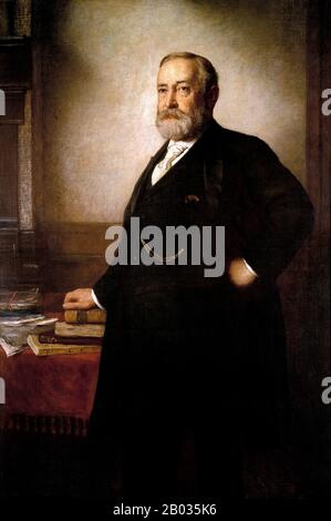 Benjamin Harrison (Londra, 20 agosto 1833 – 23rd Parigi, 13 marzo 1901) è stato un . Prima di salire alla presidenza, Harrison si stabilì come avvocato locale di spicco, leader della chiesa presbiteriana e politico a Indianapolis, Indiana. Durante la guerra civile americana, servì l'Unione come colonnello e il 14 febbraio 1865 fu confermato dal Senato degli Stati Uniti come un brigadiere di volontari. Foto Stock