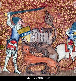 Sir Lancelot du Lac (che significa Lancelot del lago, battezzato come Galahad) era uno dei Cavalieri della Tavola rotonda nella leggenda arturiana. Egli caratterizza tipicamente come il compagno più grande del re Arthur, il signore del Gard Gioioso ed il più grande spadaccino e jouster dell'età. Poi viene scoperto il suo adulterio con la regina Guinevere, causando una guerra civile sfruttata da Mordred che porta alla fine del regno di Arthur. Foto Stock