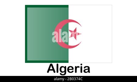 Bandiera algerina originale e semplice isolata in colori ufficiali e Proporzione Correttamente Illustrazione Vettoriale