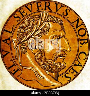 Severus II (-307), nome completo Flavio Valerio Severus, era di umile nascita da Illyria, ma riuscì a crescere e a diventare alto ufficiale dell'esercito romano. Era un vecchio amico dell'imperatore Galerio, e l'imperatore ordinò che Severus fosse nominato Cesare dell'Impero Romano d'Occidente nel 305, servendo come vice-imperatore all'imperatore Costanzo I. Severus fu promosso imperatore nel 306 dopo la morte di Costanzo, In opposizione alle affermazioni fatte dai soldati di Constantio che suo figlio, Costantino i, era imperatore. Severus fu mandato a trattare con l'imperatore usurpatore Maxentius a Roma, marciando verso Foto Stock