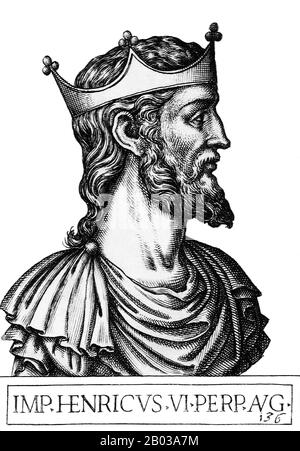 Enrico VI (1165-1197) era il secondo figlio dell'imperatore Federico i, e sposò la figlia del defunto re normanno Roger II di Sicilia, Costanza di Sicilia, nel 1186. Quando suo padre morì nel 1190, divenne re di Germania e Sacro Romano Imperatore nel 1191. Foto Stock