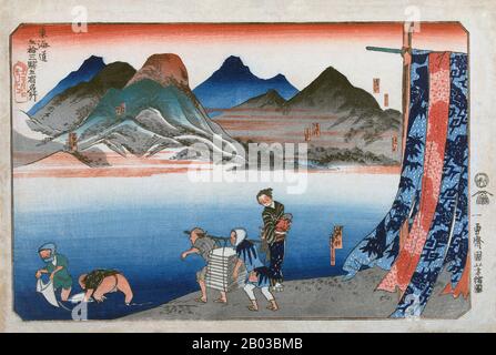 Utagawa Kuniyoshi (1 gennaio 1798 – 14 aprile 1861) è stato uno degli ultimi grandi maestri dello stile ukiyo-e giapponese di stampe e dipinti su blocchi di legno. È associato alla scuola di Utagawa. Foto Stock