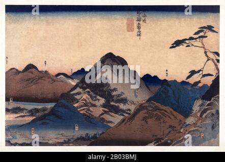 Utagawa Kuniyoshi (1 gennaio 1798 – 14 aprile 1861) è stato uno degli ultimi grandi maestri dello stile ukiyo-e giapponese di stampe e dipinti su blocchi di legno. È associato alla scuola di Utagawa. Foto Stock