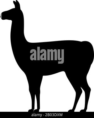 Silhouette Llama isolata su bianco. Logo con vista laterale icona a forma di lama. Illustrazione Vettoriale