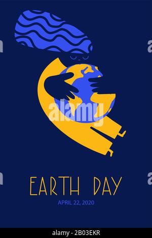 Earth Day il 22 aprile 2020 poster o biglietto di auguri vettore illustrazione Illustrazione Vettoriale