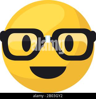 Nerd emoji viso piatto icona design, Cartoon espressione cute emoticon personaggio profilo viso giocattolo adorabile e sociale media tema Vector illustrazione Illustrazione Vettoriale