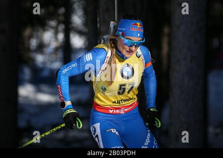 Anterselva (BZ), Italia, 18 Feb 2020, la grinta di dorothea wierer (ita) in azione durante la Coppa del mondo IBU Biathlon 2020 - 15 Km Individuale Donne - Biathlon - credito: LPS/Luca Tedeschi/Alamy Live News Foto Stock