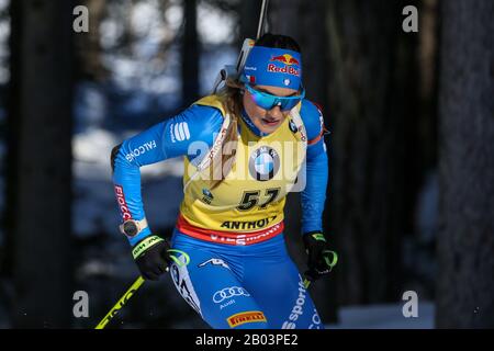 Anterselva (BZ), Italia, 18 Feb 2020, la grinta di dorothea wierer (ita) in azione durante la Coppa del mondo IBU Biathlon 2020 - 15 Km Individuale Donne - Biathlon - credito: LPS/Luca Tedeschi/Alamy Live News Foto Stock