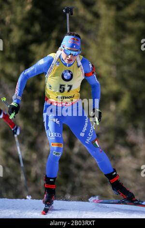 Anterselva (BZ), Italia, 18 Feb 2020, la grinta di dorothea wierer (ita) in azione durante la Coppa del mondo IBU Biathlon 2020 - 15 Km Individuale Donne - Biathlon - credito: LPS/Luca Tedeschi/Alamy Live News Foto Stock