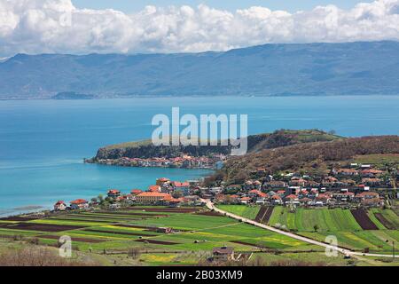 Vista sul lago di Ohrid, in Macedonia Foto Stock