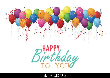 Illustrazione del vettore delle bollature di compleanno. Palloncini colorati realistici. Illustrazione Vettoriale