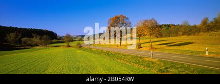 Strada che attraversa un paesaggio, Baden-Wurttemberg, Germania Foto Stock
