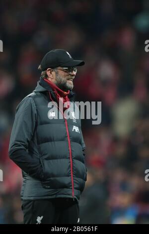 Madrid, Spagna. 18th Feb, 2020. Madrid, Spagna; 18/02/2020.- Atlético de Madrid vs Liverpool 1st tappa del Round Champions League Match tenutasi a Wanda Metropolitan, Madrid. Pullman Jurgen Klopp Liverpool. Credit: Juan Carlos Rojas/Picture Alliance | Usage Worldwide/Dpa/Alamy Live News Foto Stock