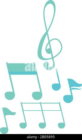 icona audio isolato di music notes Illustrazione Vettoriale