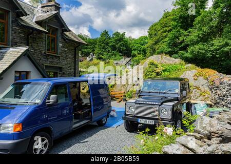 Ambelside, 13 LUGLIO: Primo piano di una bella Land Rover auto il 13 LUGLIO 2011 a Ambelside, Regno Unito Foto Stock