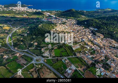 Rotonda a Capdepera, 09.01.2020, vista aerea, Spagna, Isole Baleari, Maiorca, Capdepera Foto Stock