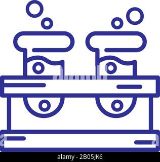 provette con sostanze chimiche su sfondo bianco, stile dei dettagli della linea, illustrazione vettoriale Illustrazione Vettoriale