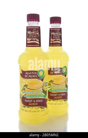 Irvine, CALIFORNIA - 13 GENNAIO 2017: Master of Mixes Sweet and Sour Mix. Da Rivenditori americani di bevande, creatori di un'ampia varietà di miscele di bevande Foto Stock