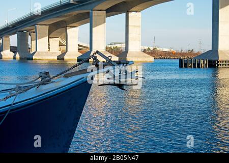 Ponte sulla Route 36, New Jersey, che collega le Highlands atlantiche con Sandy Hook e Sea Bright nel New Jersey, Stati Uniti -03 Foto Stock