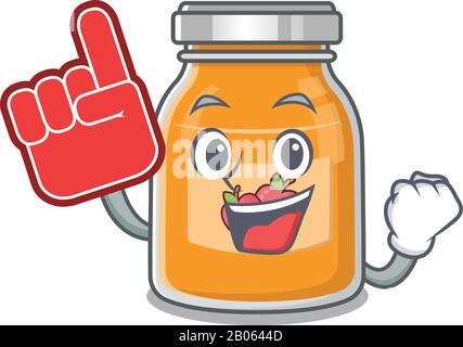 Un'immagine di mela marmellata mascotte cartoon design tenendo un dito Di Schiuma Illustrazione Vettoriale