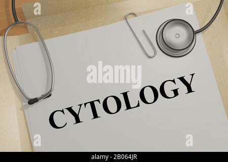 3D illustrazione del titolo CITOLOGICO su un documento medico Foto Stock