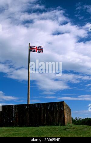 CANADA, ALBERTA, CALGARY, FORT CALGARY, BANDIERA BRITANNICA Foto Stock