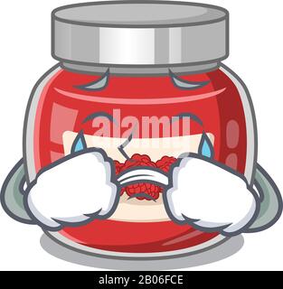 Il concetto di personaggio cartoon Raspberry Jam con un volto triste Illustrazione Vettoriale