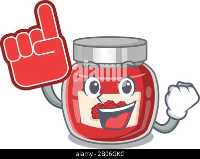 Una foto di lampone marmellata mascotte cartoon design tenendo un dito Di Schiuma Illustrazione Vettoriale