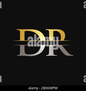 Vettore Di Disegno Iniziale Con Logo Dr Letter E Colore Oro E Argento. Logo DR Illustrazione Vettoriale